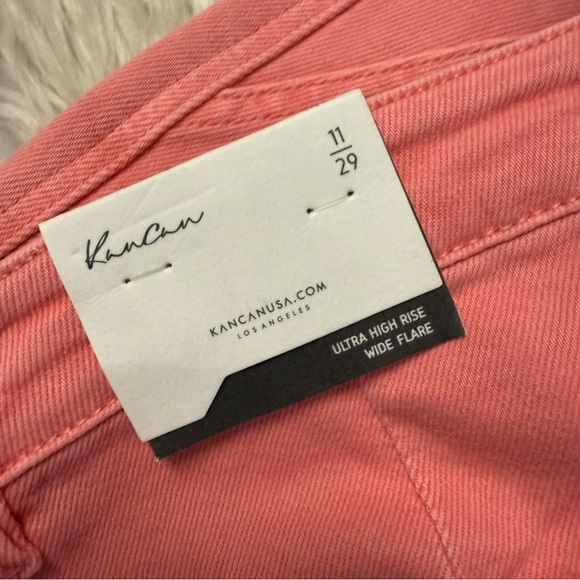Kancan Ultra High Rise Wide Flare Jeans Pink Size 11/29 NWT - Picture 6 of 8